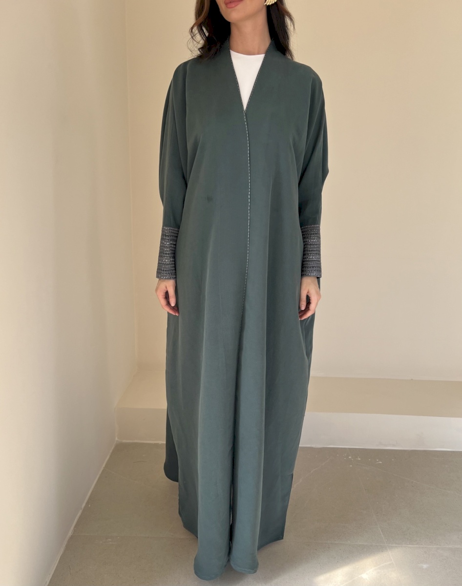Deep teal woven cuff cloak