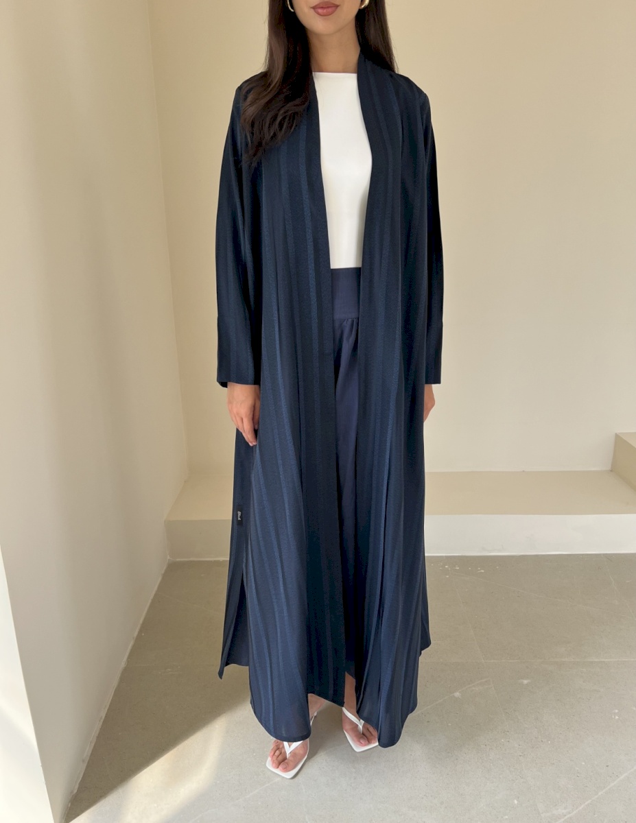 Navy Lustre Striped Cloak