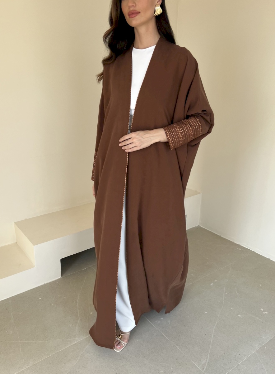 Burnt orange woven cuff cloak