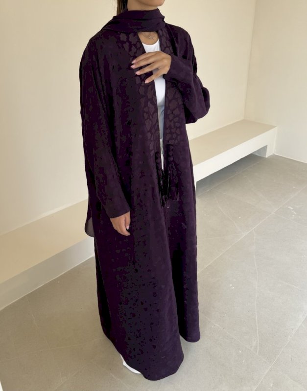 Purple silk jacquard cloak