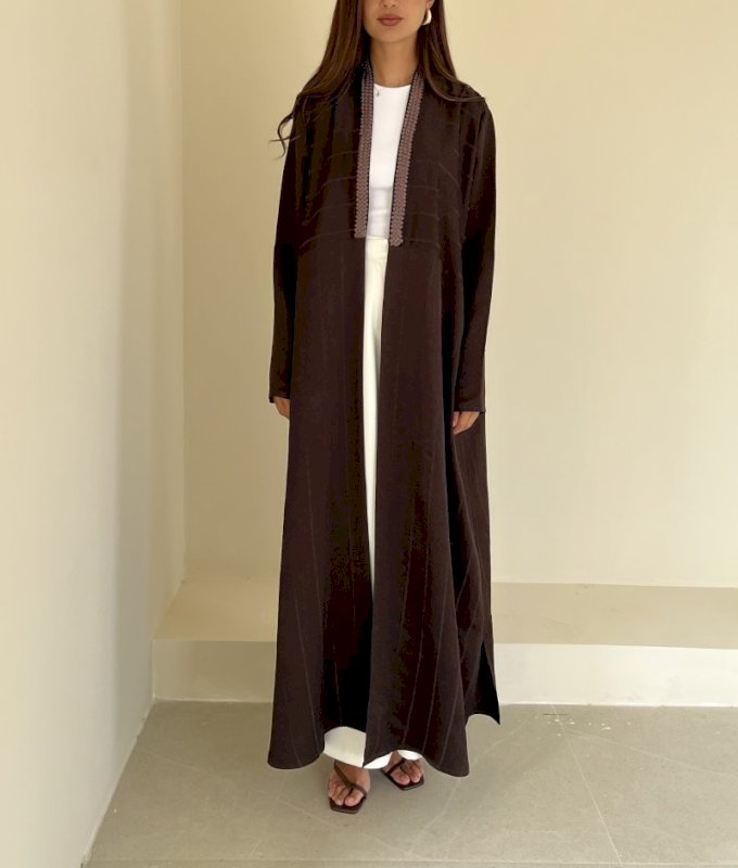 Brown striped braided cloak