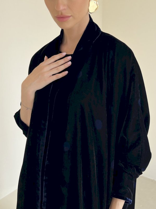 Blue and black polka dots cloak