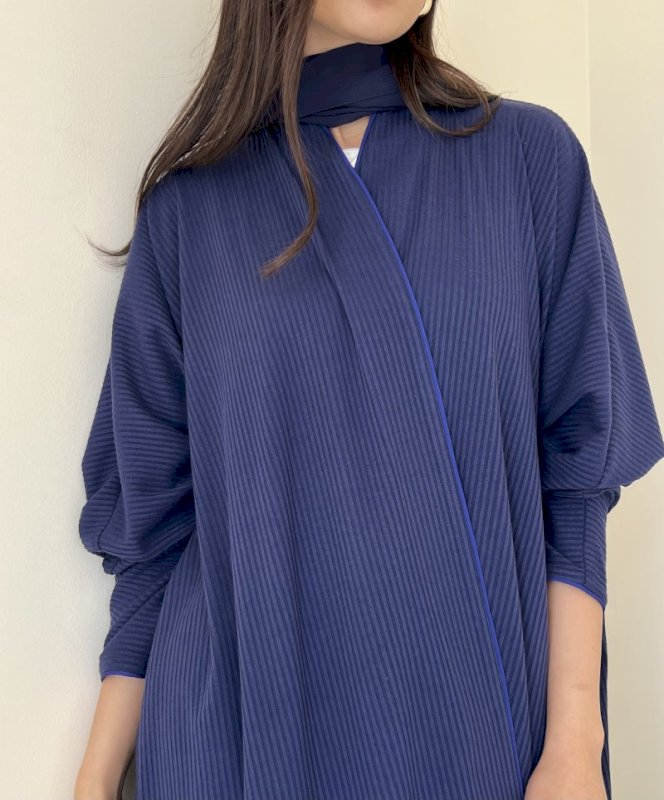Blue ribbed cotton cloak