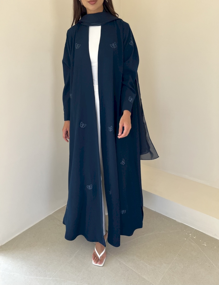 Blue butterfly crepe cloak