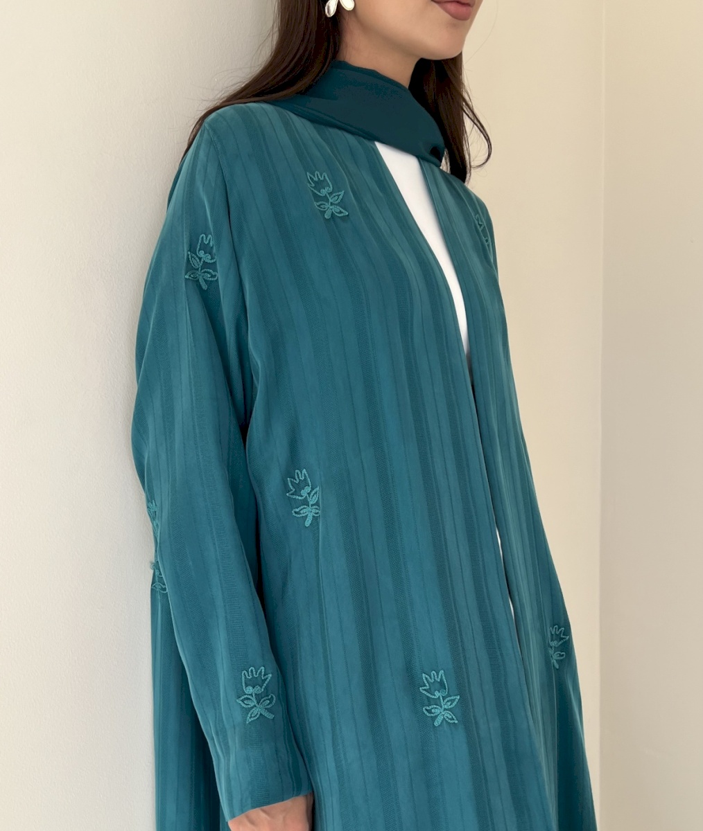 Teal blue fleur cloak