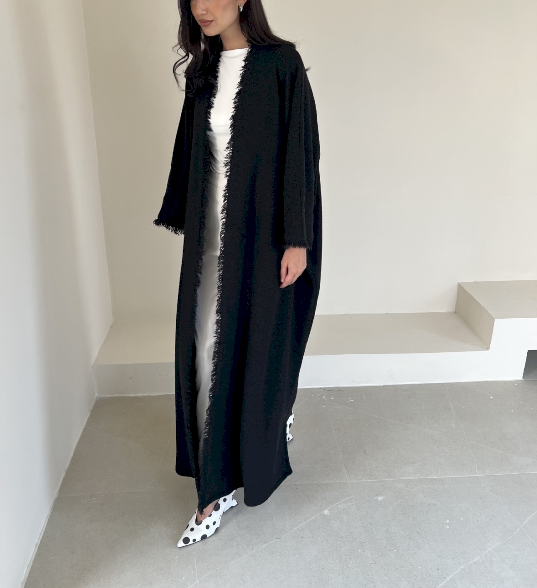 Black frayed edge cloak