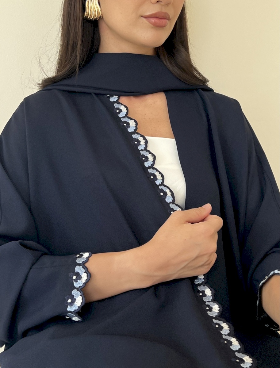 Navy blue petal edge cloak