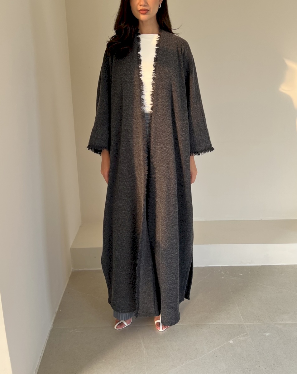 Charcoal frayed edge cloak