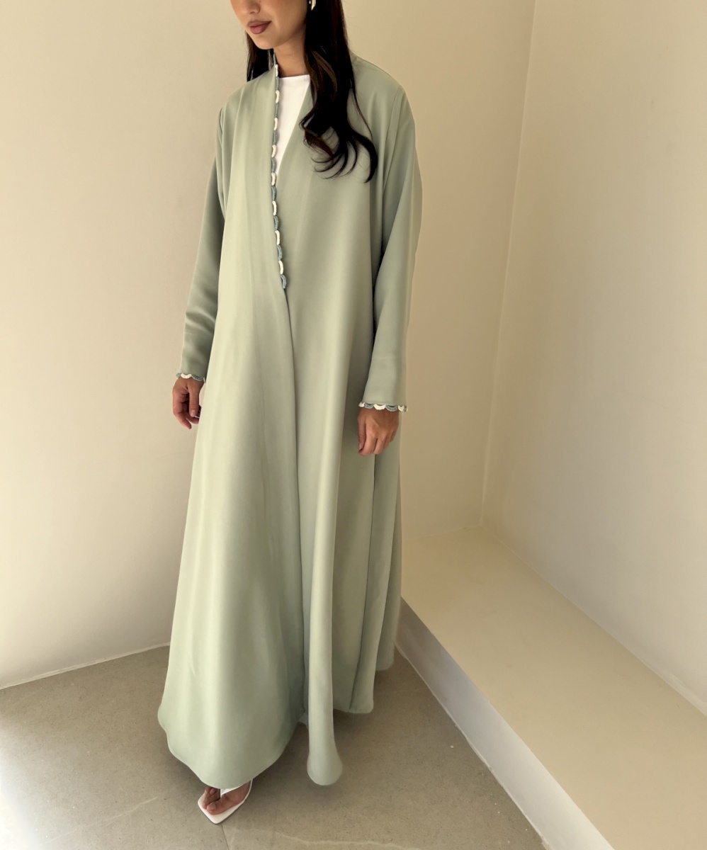 Olive brown two tone scallop cloak