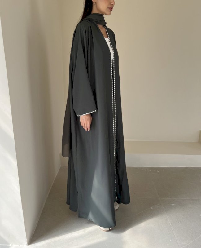 Olive two-tone piping cloak
