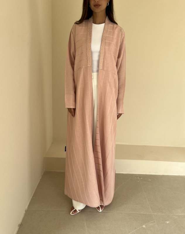 Pink striped braided cloak