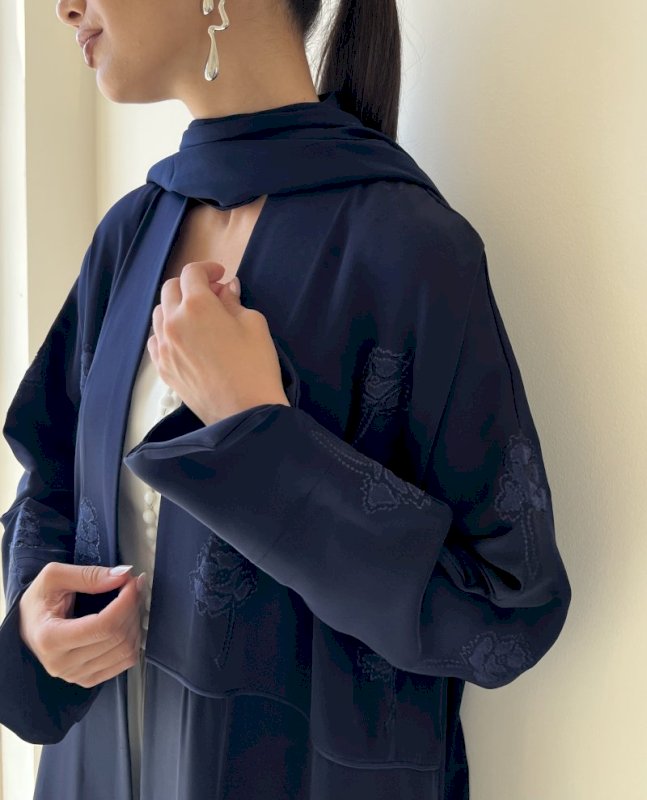 Midnight Navy Roses Cloak