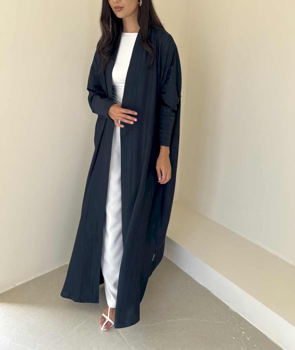 Navy blue striped bisht cloak