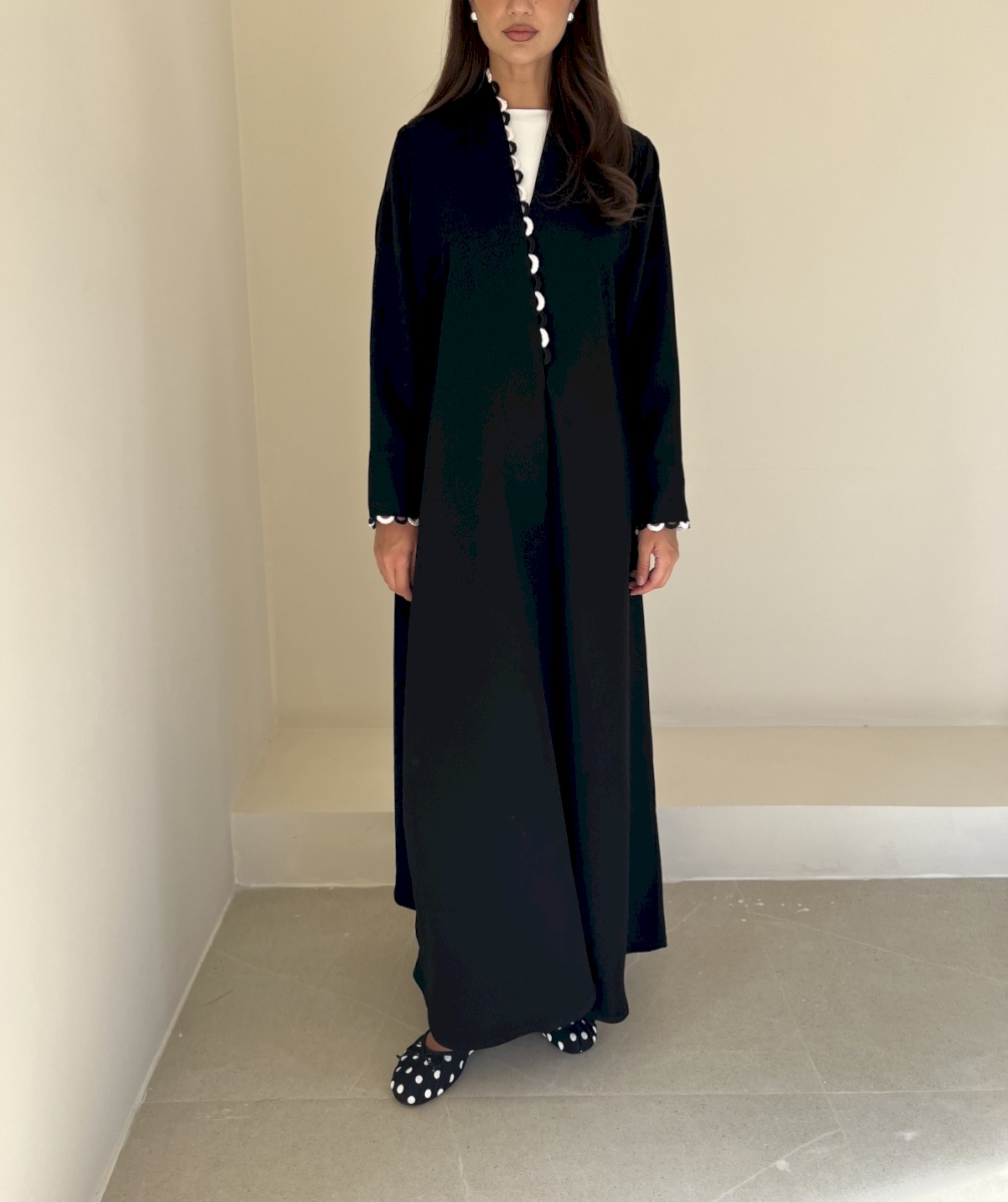 Black two tone scallop cloak