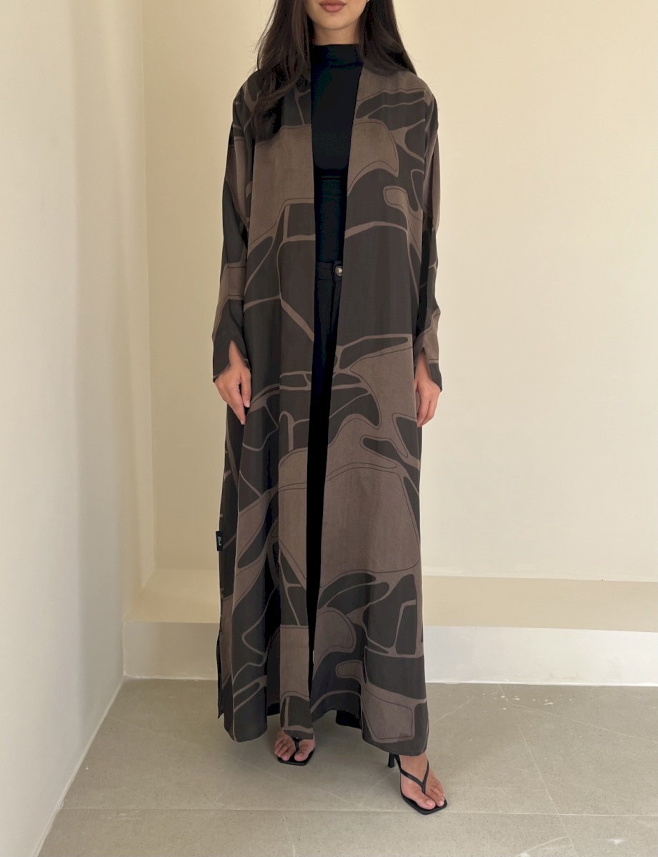 Brown silk jacquard cloak