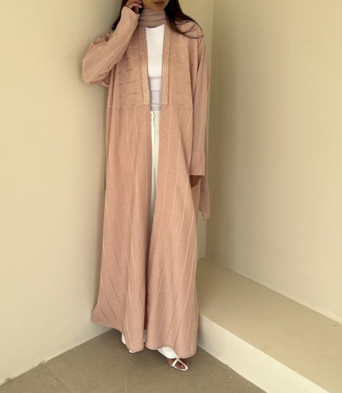 Pink striped braided cloak