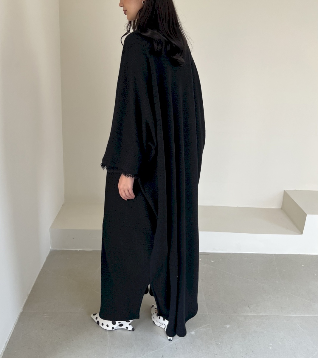 Black frayed edge cloak
