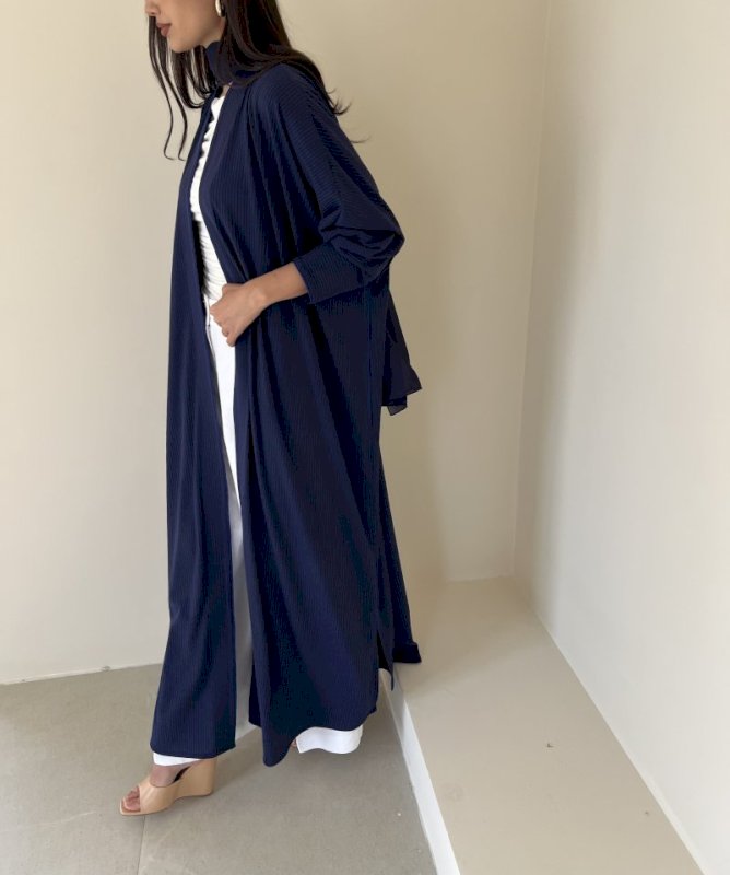 Blue ribbed cotton cloak