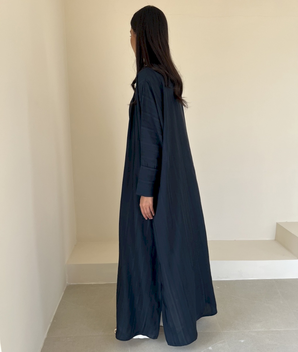 Navy blue striped bisht cloak
