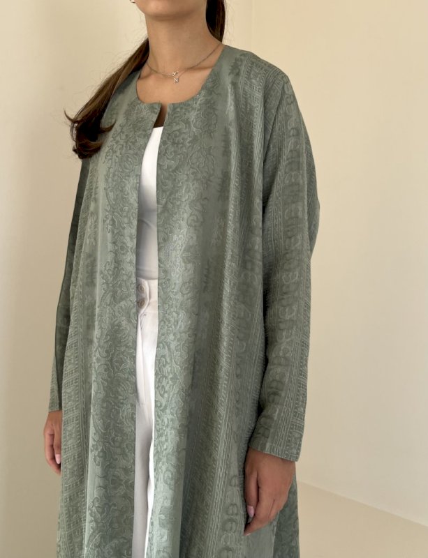 Green weave linen cloak