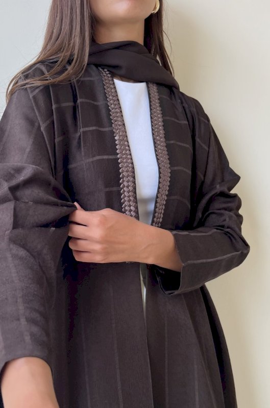 Brown striped braided cloak