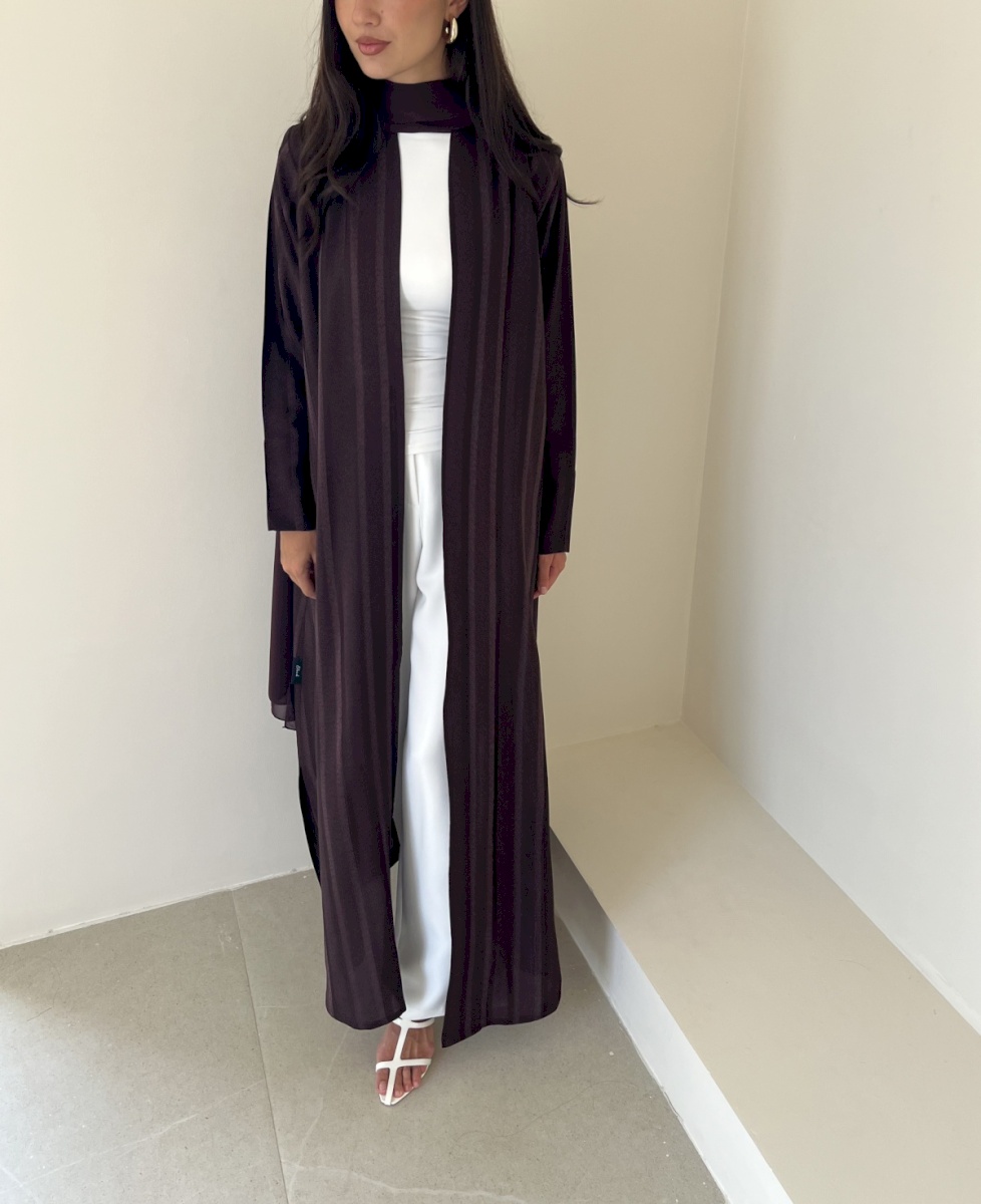 Burgundy Lustre striped cloak