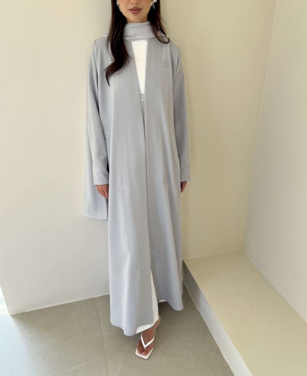 Silver butterfly crepe cloak
