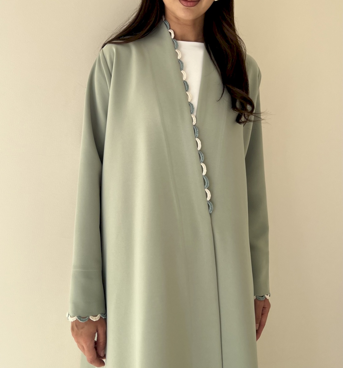 Olive brown two tone scallop cloak
