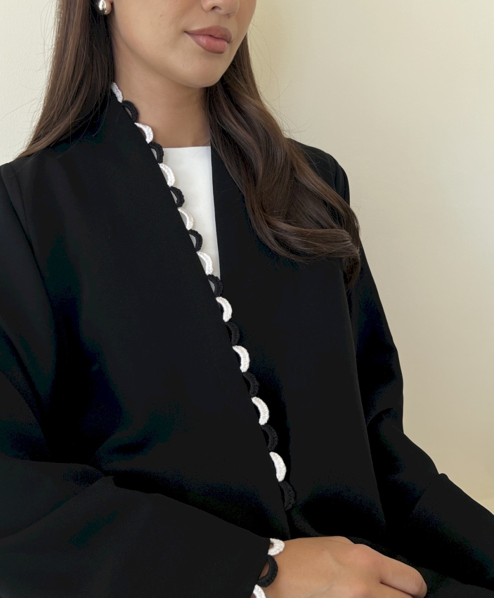 Black two tone scallop cloak