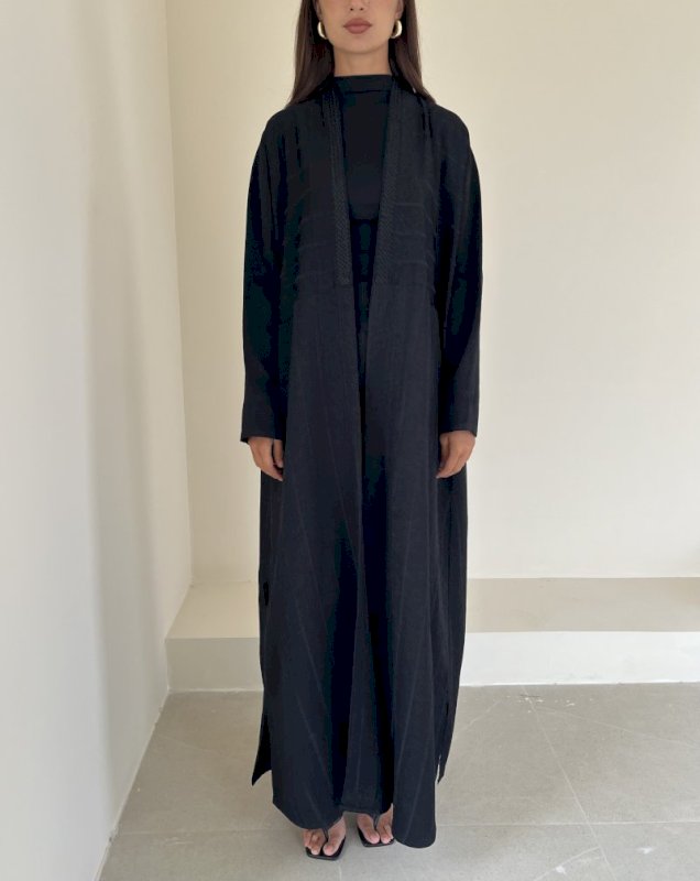 Black striped braided cloak