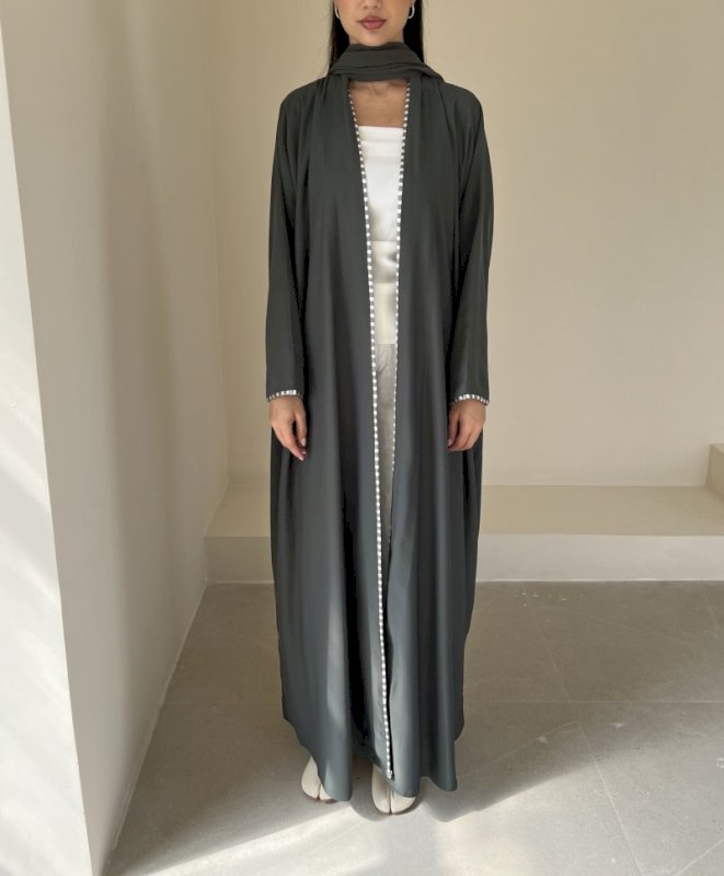 Olive two-tone piping cloak