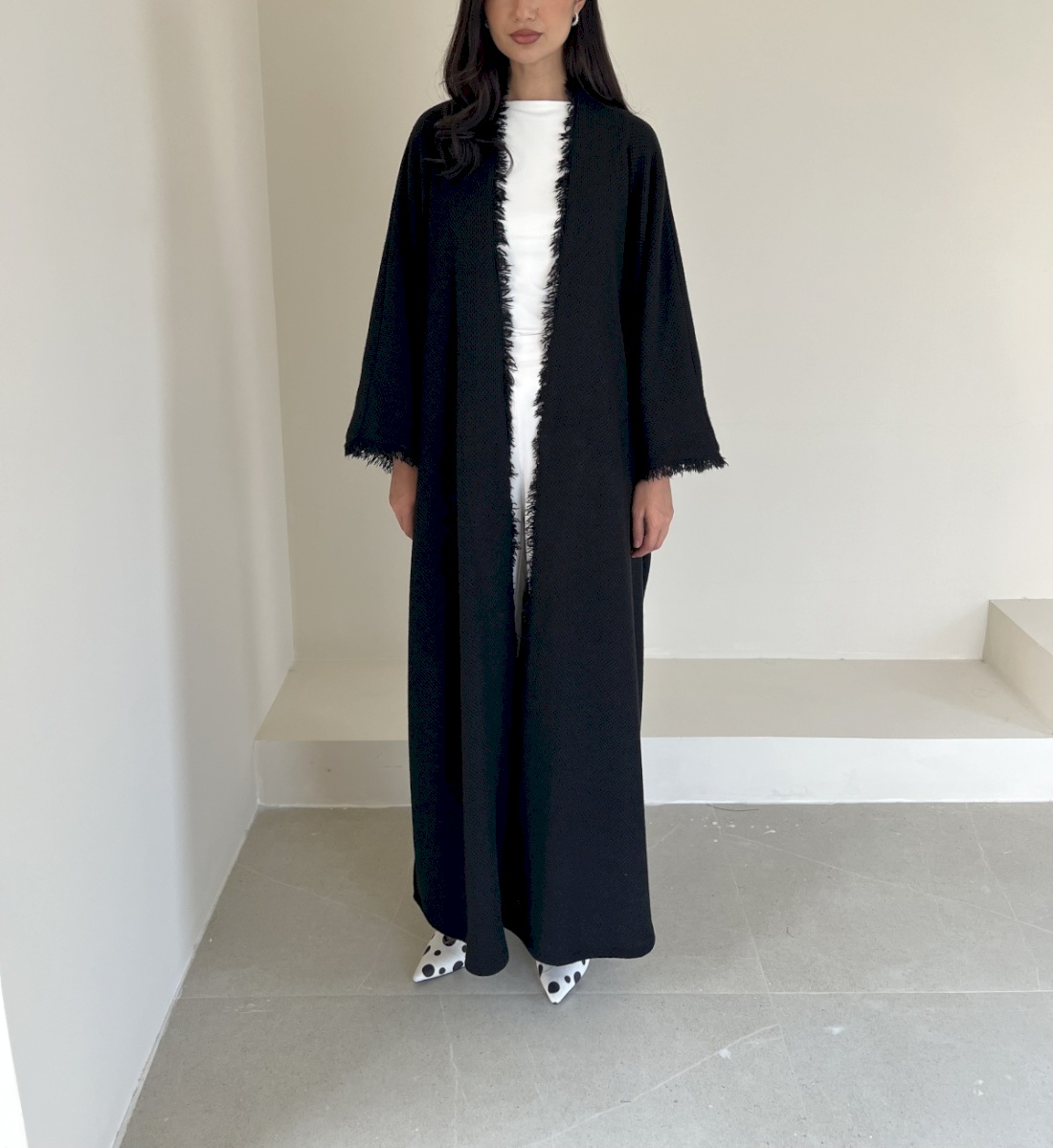 Black frayed edge cloak