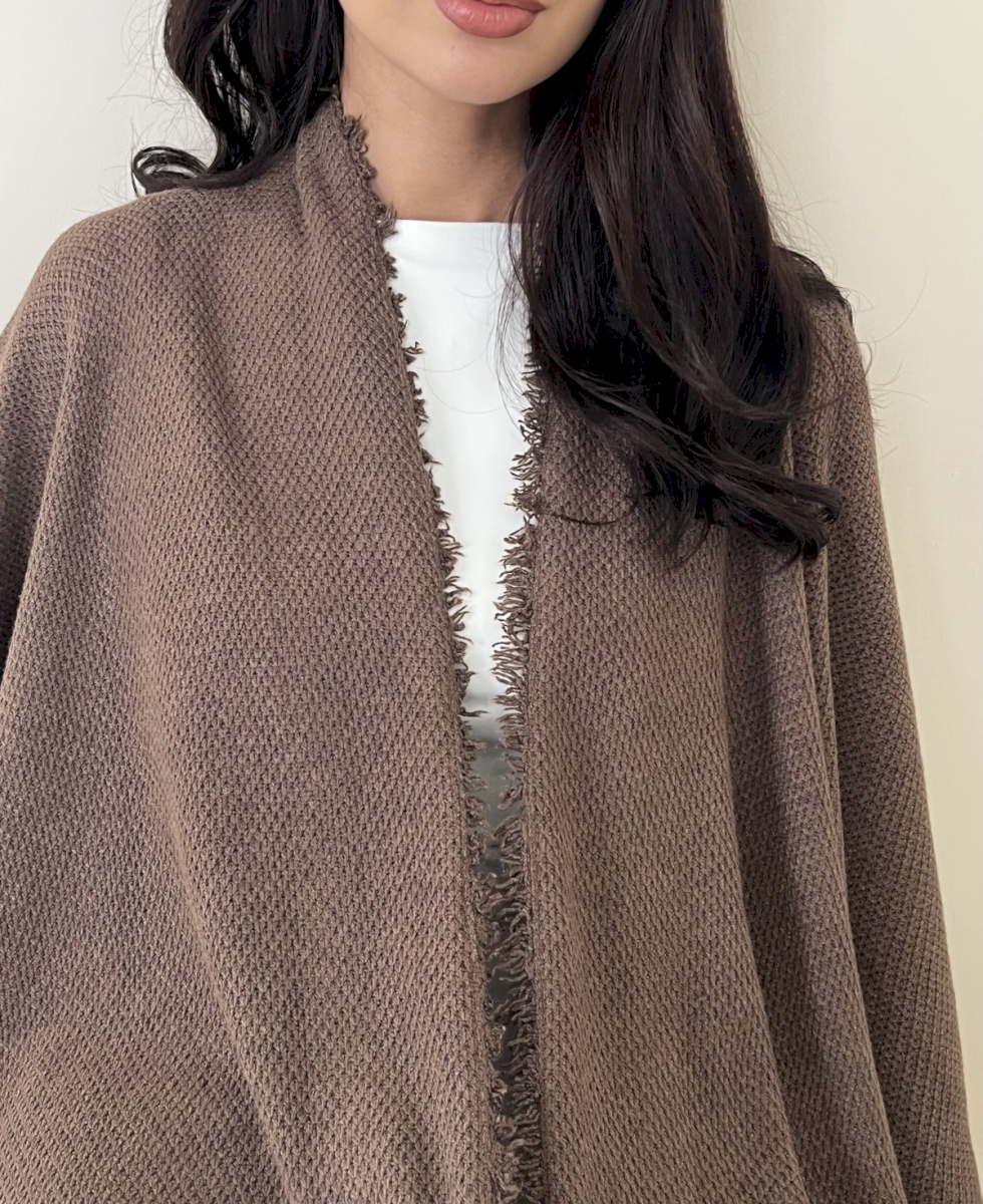 Mocha frayed edge cloak