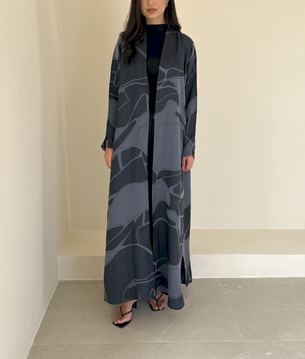 Patrol blue silk jacquard cloak