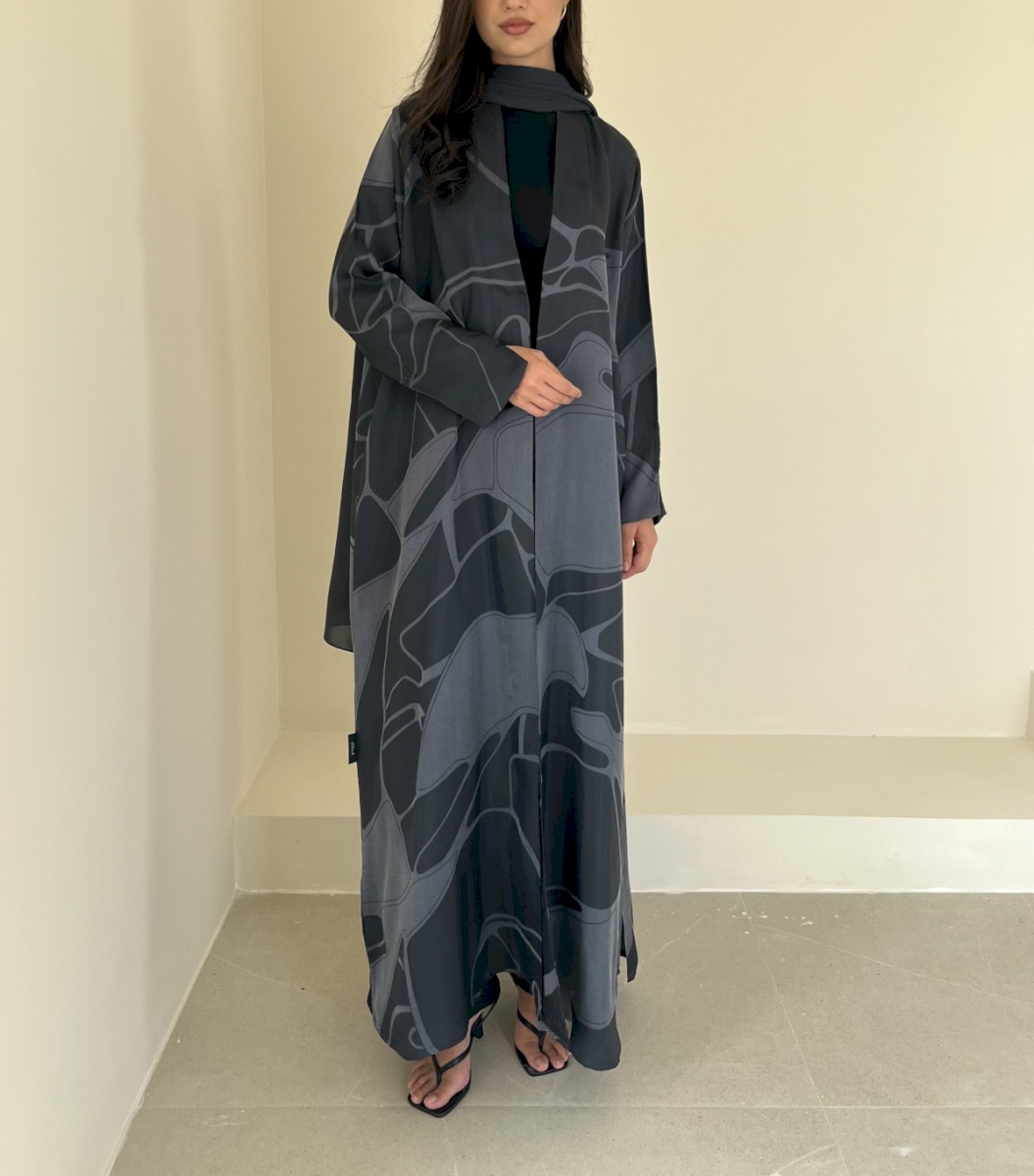 Patrol blue silk jacquard cloak
