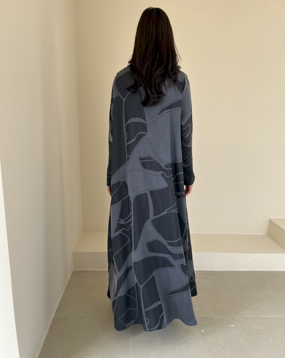 Patrol blue silk jacquard cloak