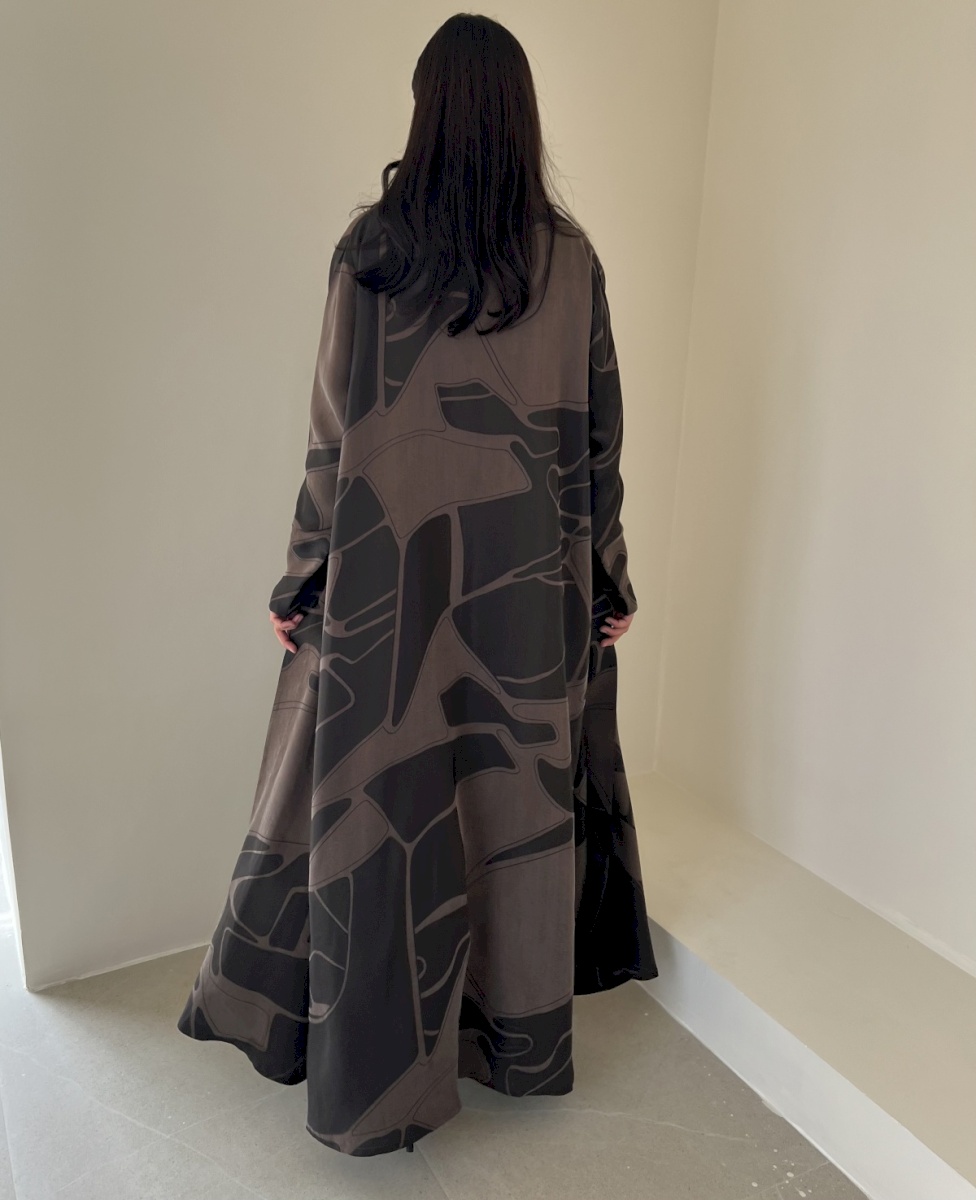 Brown silk jacquard cloak