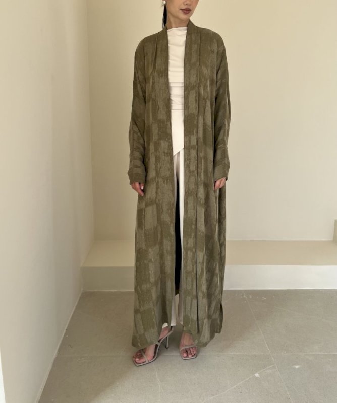 Olive textured grid cloak