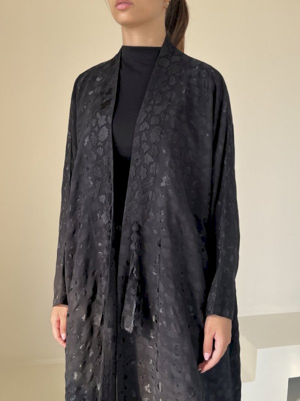 Black silk jacquard cloak