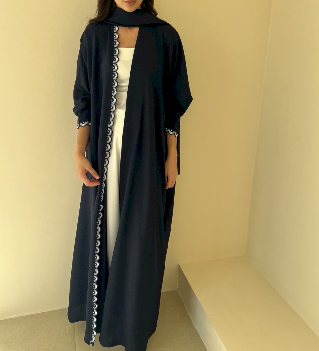 Navy blue petal edge cloak