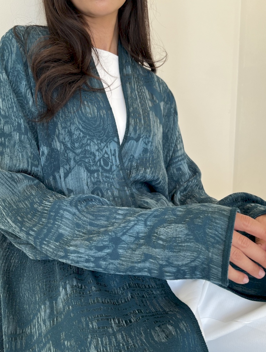 Teal etched cloak