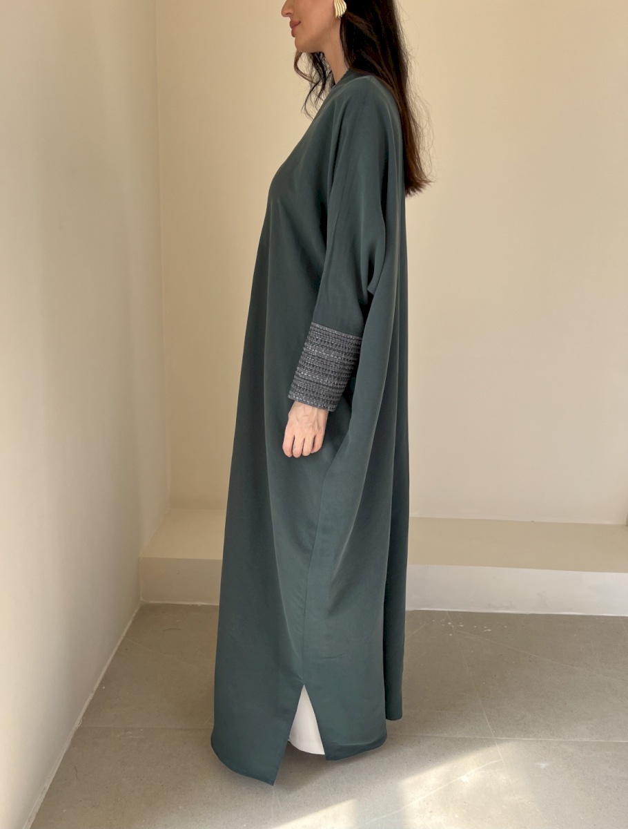 Deep teal woven cuff cloak