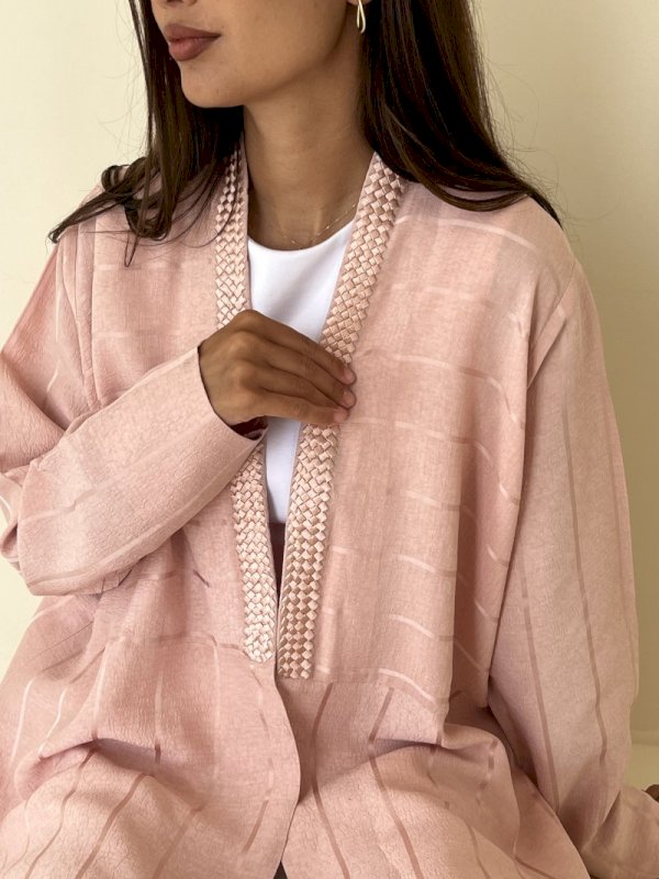 Pink striped braided cloak