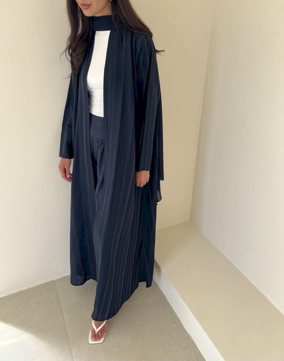 Navy Lustre Striped Cloak