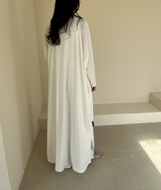 Ivory ribbed cotton cloak