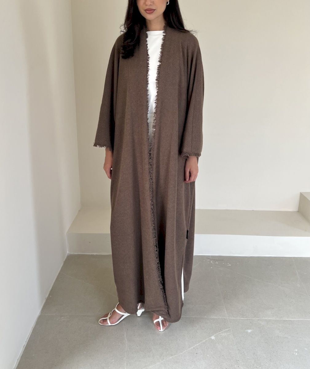 Mocha frayed edge cloak