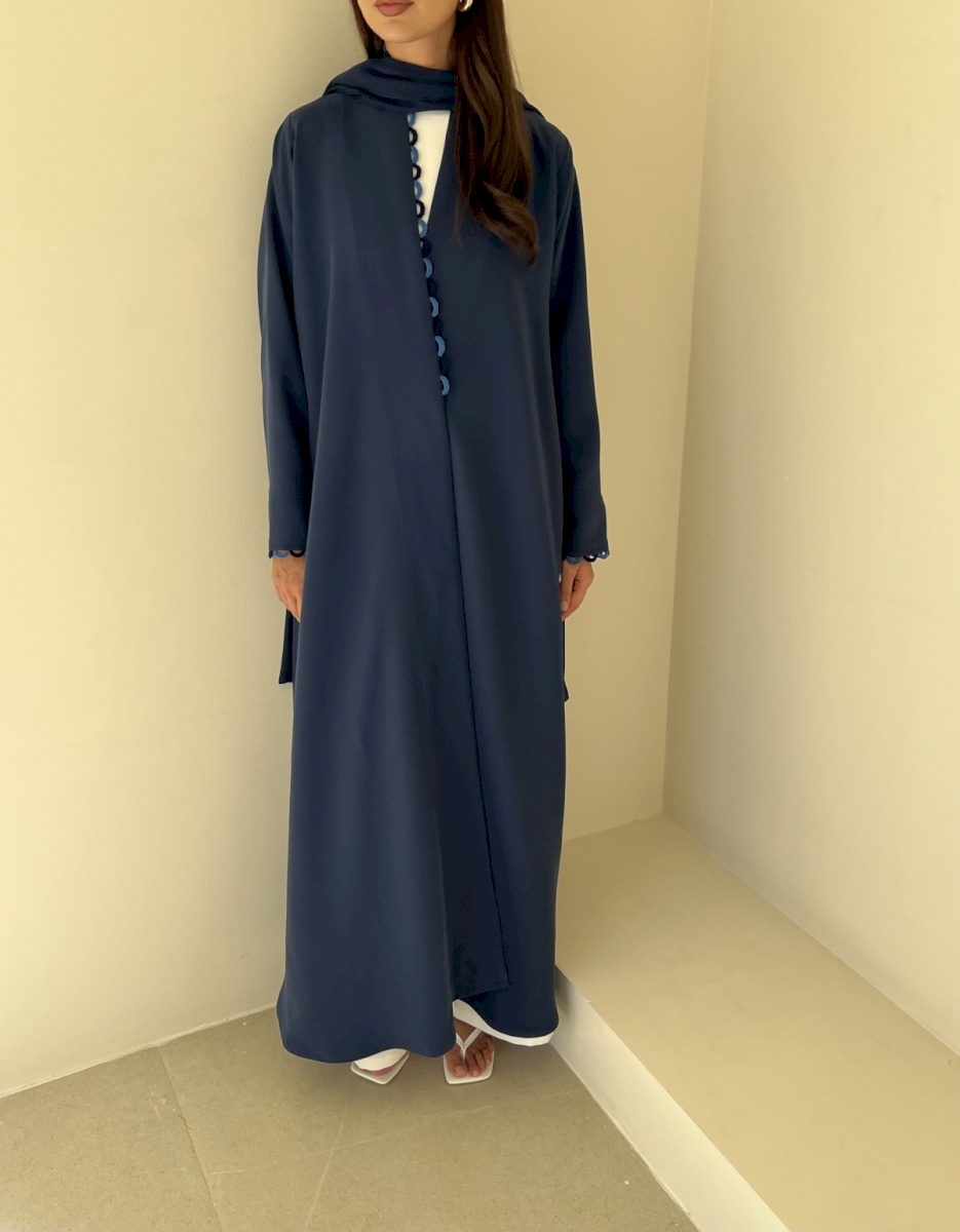 Blue two tone scallop cloak