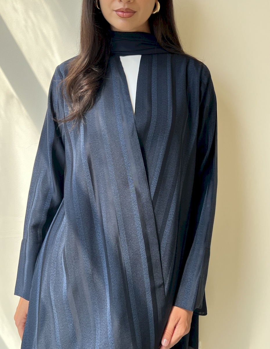 Navy Lustre Striped Cloak