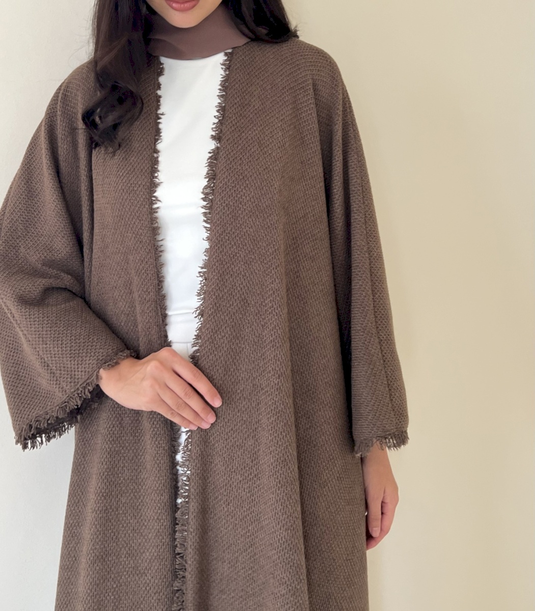 Mocha frayed edge cloak
