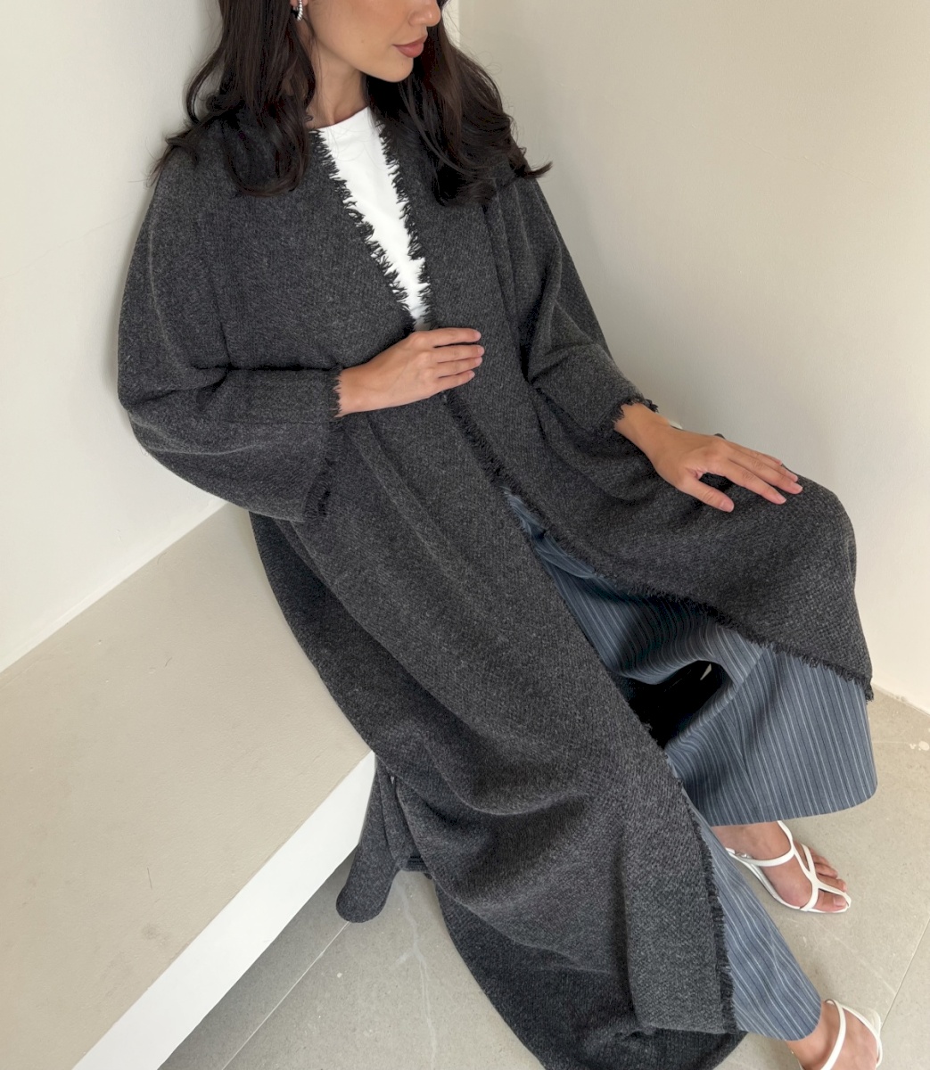 Charcoal frayed edge cloak